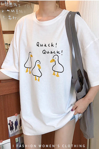 Duck Cartoon Quack Quack Loose Shirt