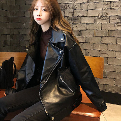 Loose Autumn Faux Leather Coat Jacket