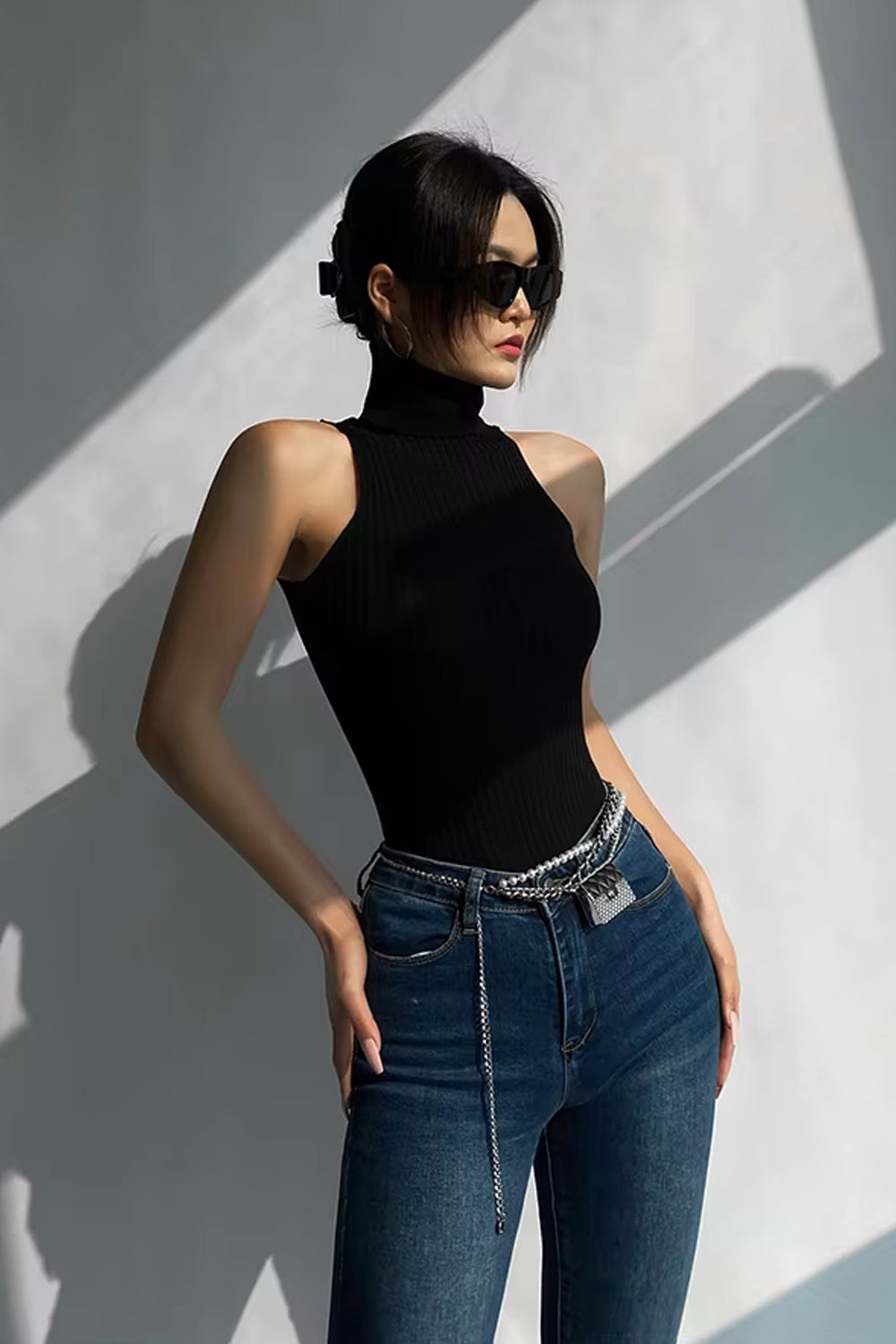 Sexy Knitted Turtleneck Off Shoulder Crop Tops