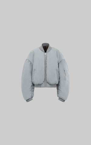 Plaid and Solid Reversible Padded Jacket