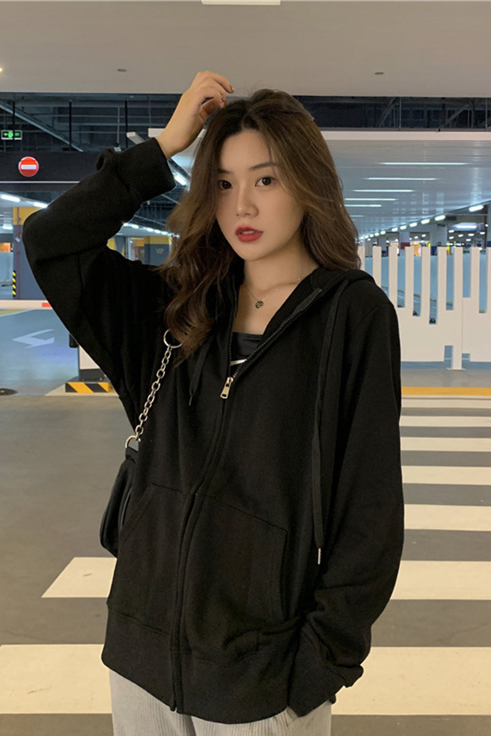 Long Sleeve Zipper Up Casual Hoodie