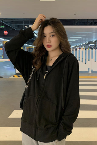 Long Sleeve Zipper Up Casual Hoodie