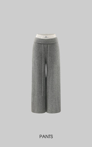 Oversized Knit Hoodie and Wide-Leg Pants Set