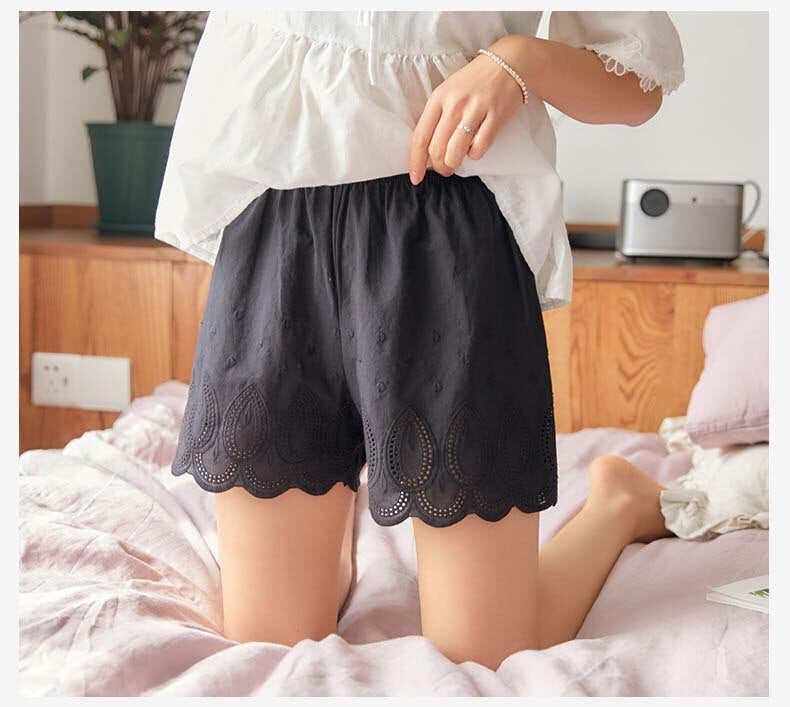 3D Embroidery Sexy Holllow Out Lace Shorts Pants