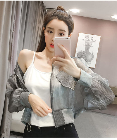 Loose Transparent Lurex Thin Basic Jacket