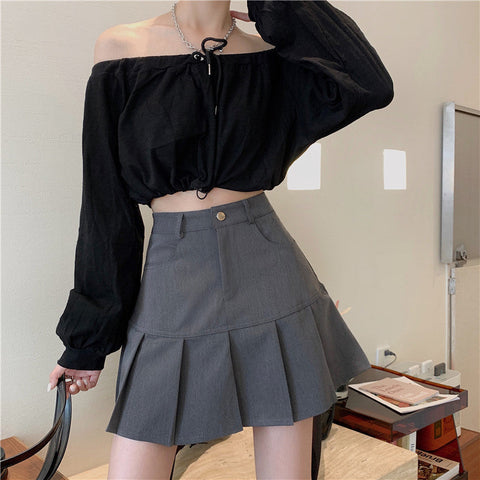 Casual Pleated Pencil Mini Skirts