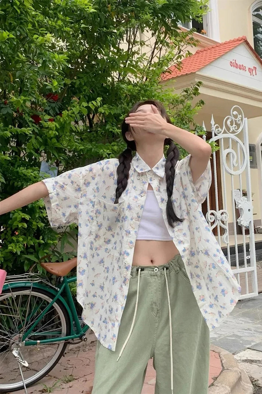 Short Sleeve Sweet Floral Blouse Shirts