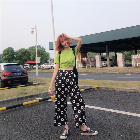 Floral Printed Loose Straight Pants