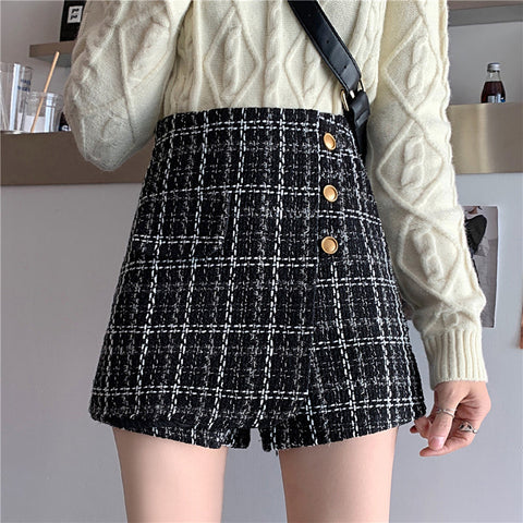 High Waist Elegant Plaid Cozy Shorts