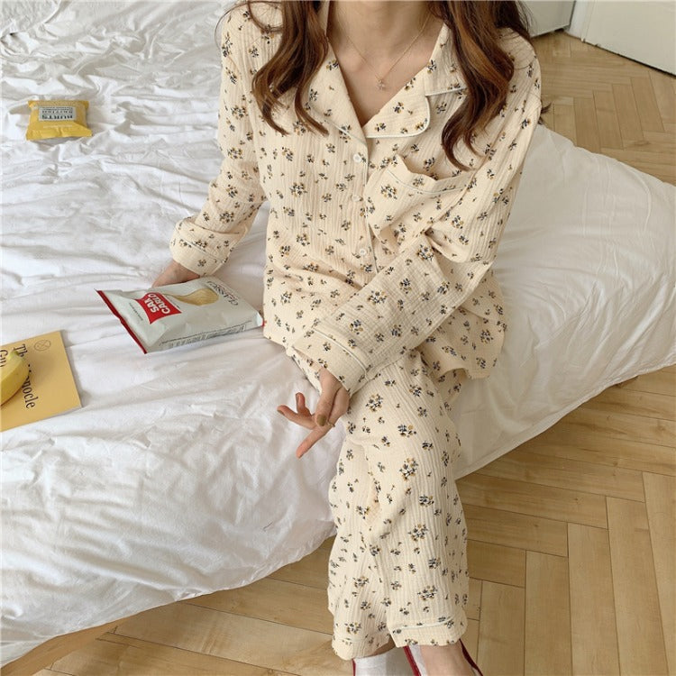 Florals Pattern Printed 2Pcs Pajamas Set