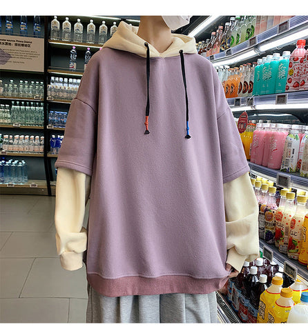 Sudadera con capucha de hip hop de dos piezas falsa 