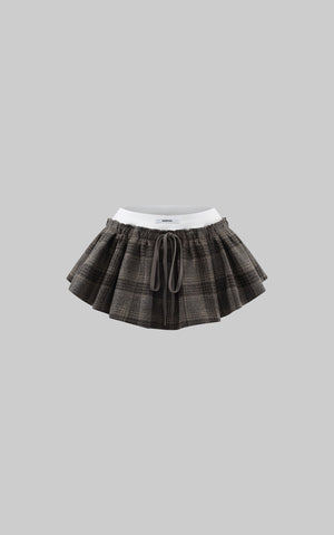 Plaid Mini Skirt with Contrast Waistband