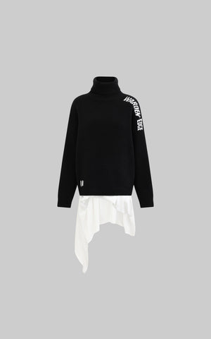 High-Neck Sweater with Embroidered Logo