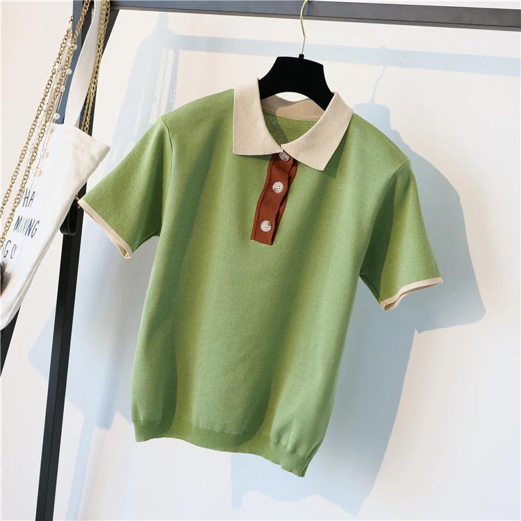 Strickhemd mit Polokragen und Knöpfen