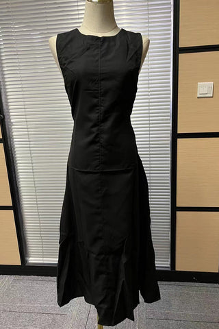 Sexy Kordelzug Hohl Ärmellose Weste Schlank Kleid 