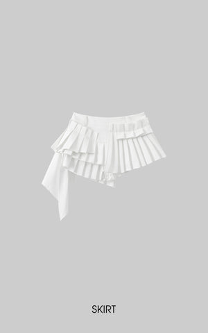 Layered Pleated Mini Skirt Shorts