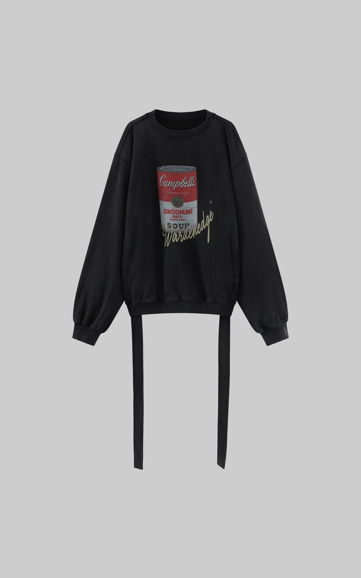 Oversized Graphic Sweatshirt with Vintage Campbell Print and Strap Hem Detail