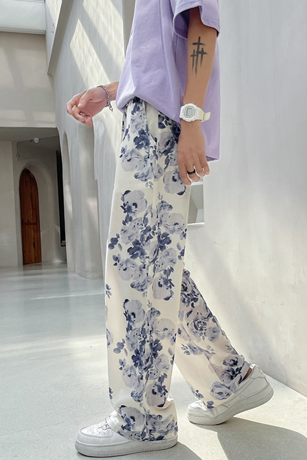 Loose Floral Printed Casual Men Pants