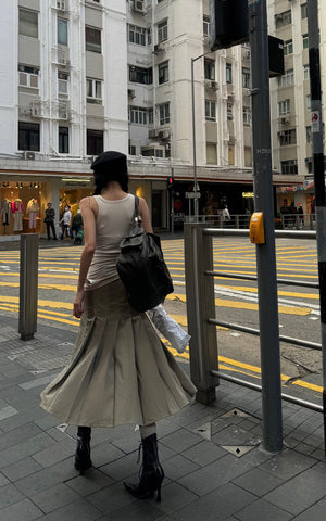 Asymmetrical vest with skirt & pleated skirt set