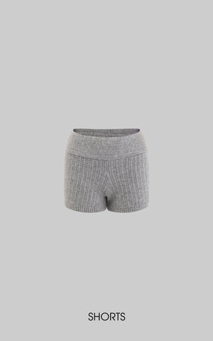Off-Shoulder Knit Sweater and Shorts Set