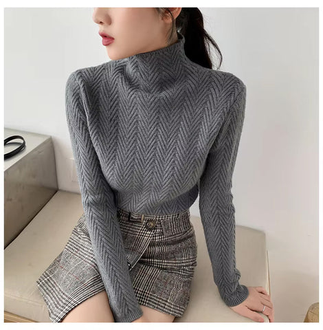 Long Sleeve High Neck Casual Turtleneck Sweater