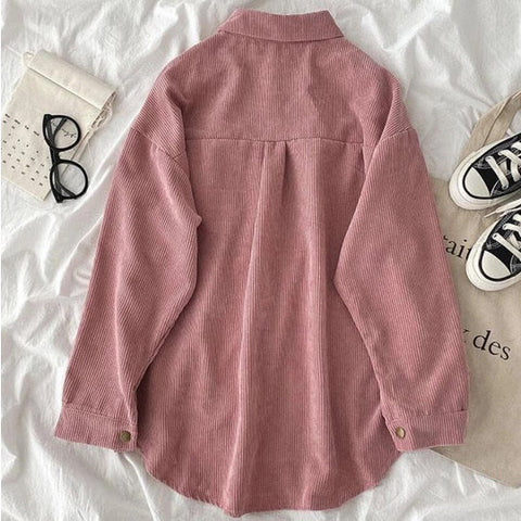Loose Retro Single Breasted Corduroy Shirts