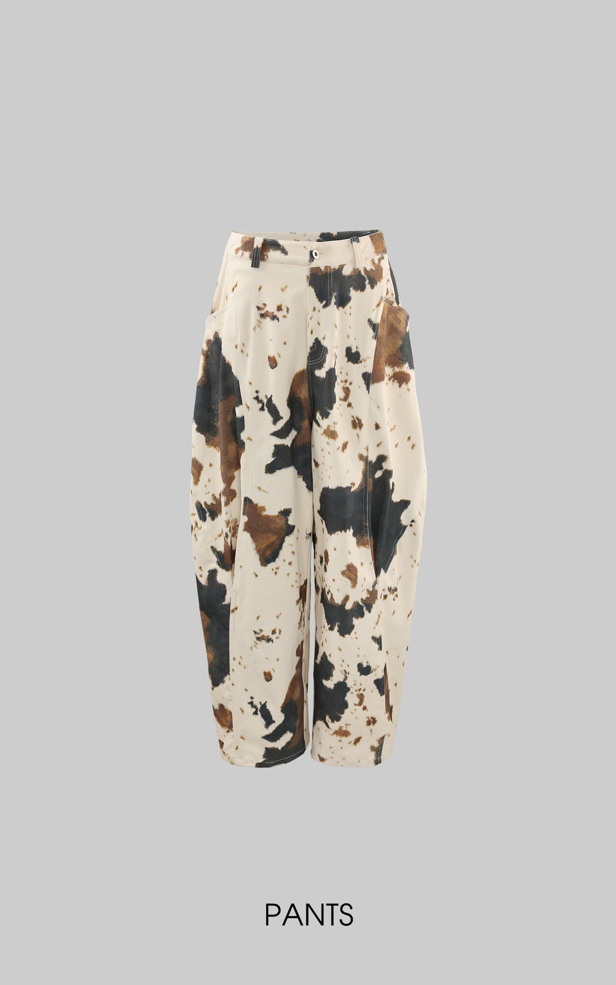Wide-Leg Bleach Denim Pants with Pleat Details