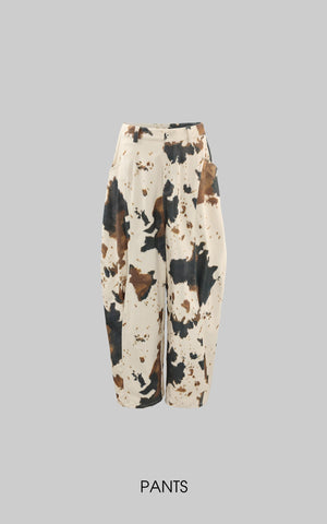 Wide-Leg Bleach Denim Pants with Pleat Details