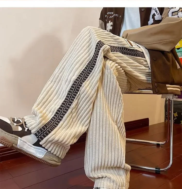 Loose Side Pattern Corduroy Men Pants