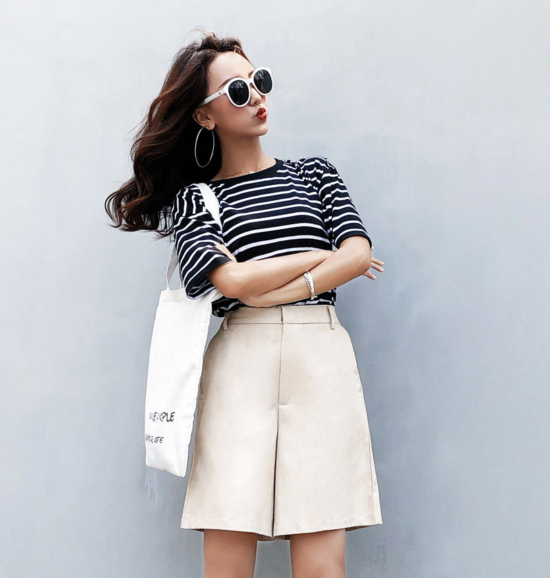 High Waist Wide Legs Basic Short Pants