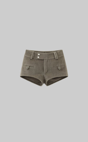 Wool-like Structured High Waist Shorts
