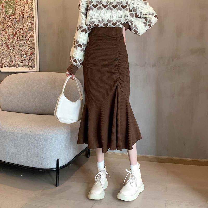High Waist Mermaid Ruffles Midi Skirt