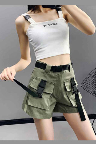 Buckle Belt Cargo Shorts Pants