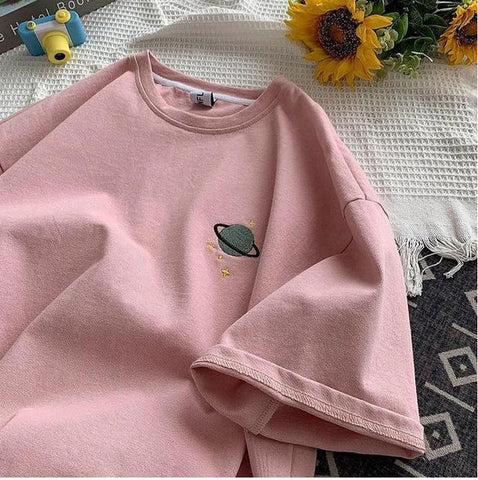 Short Sleeve Planet Pocket Embroidered Shirts