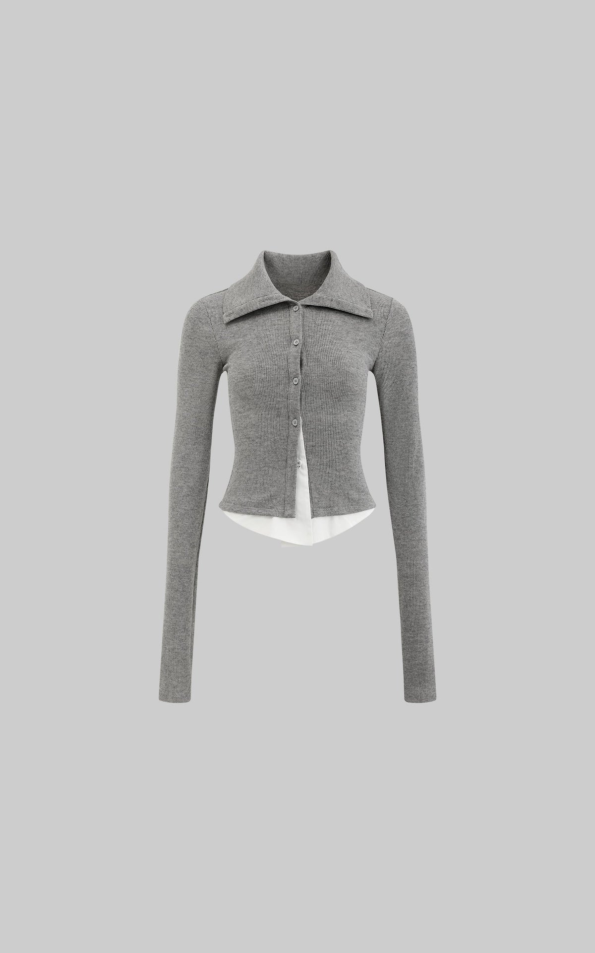 High Neck Layered Effect Long-Sleeve Top