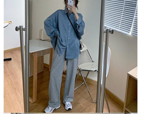 Lockeres Oversize-Bluse-Shirt mit Laternenärmeln 