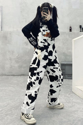 Cow Pattern Casual Long Jumpsuits