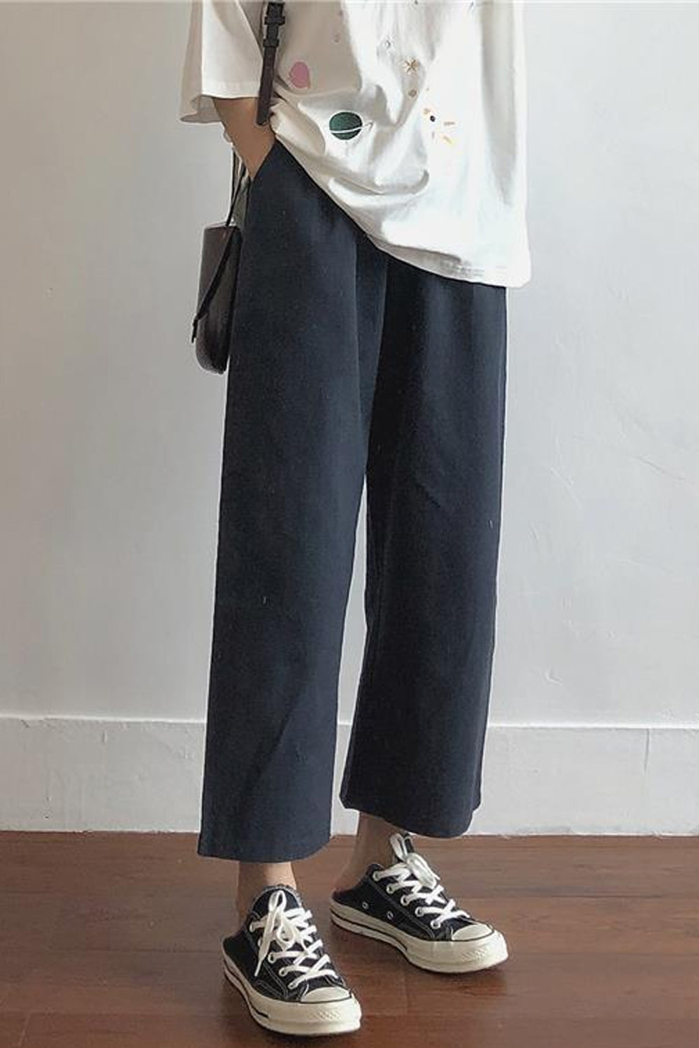 High Waist Loose Ankle Length Casual Pants