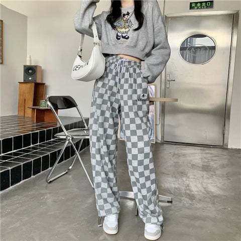 Casual Plaid Checkerboard Jogger Sweatpants