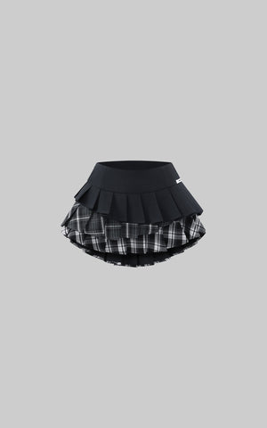 Layered Pleated Mini Skirt