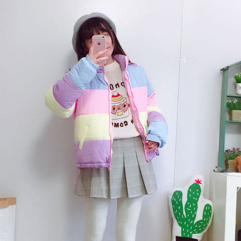 Oversized Rainbow Coat Parkas