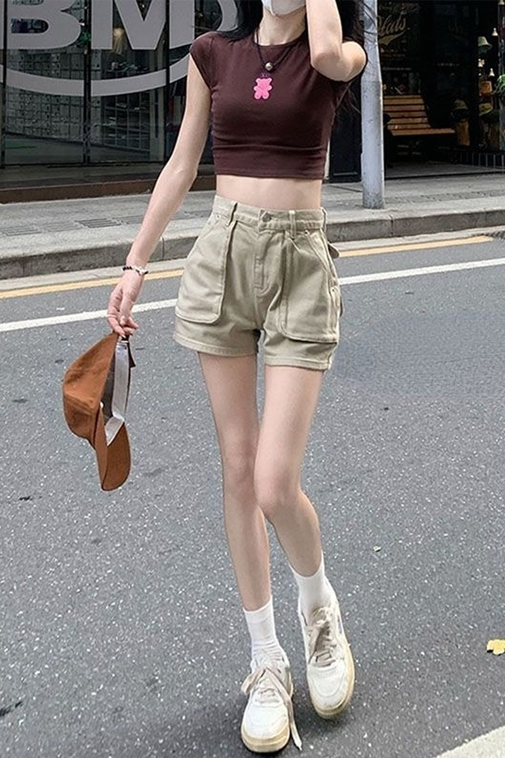 Sexy Solid Big Pockets Shorts