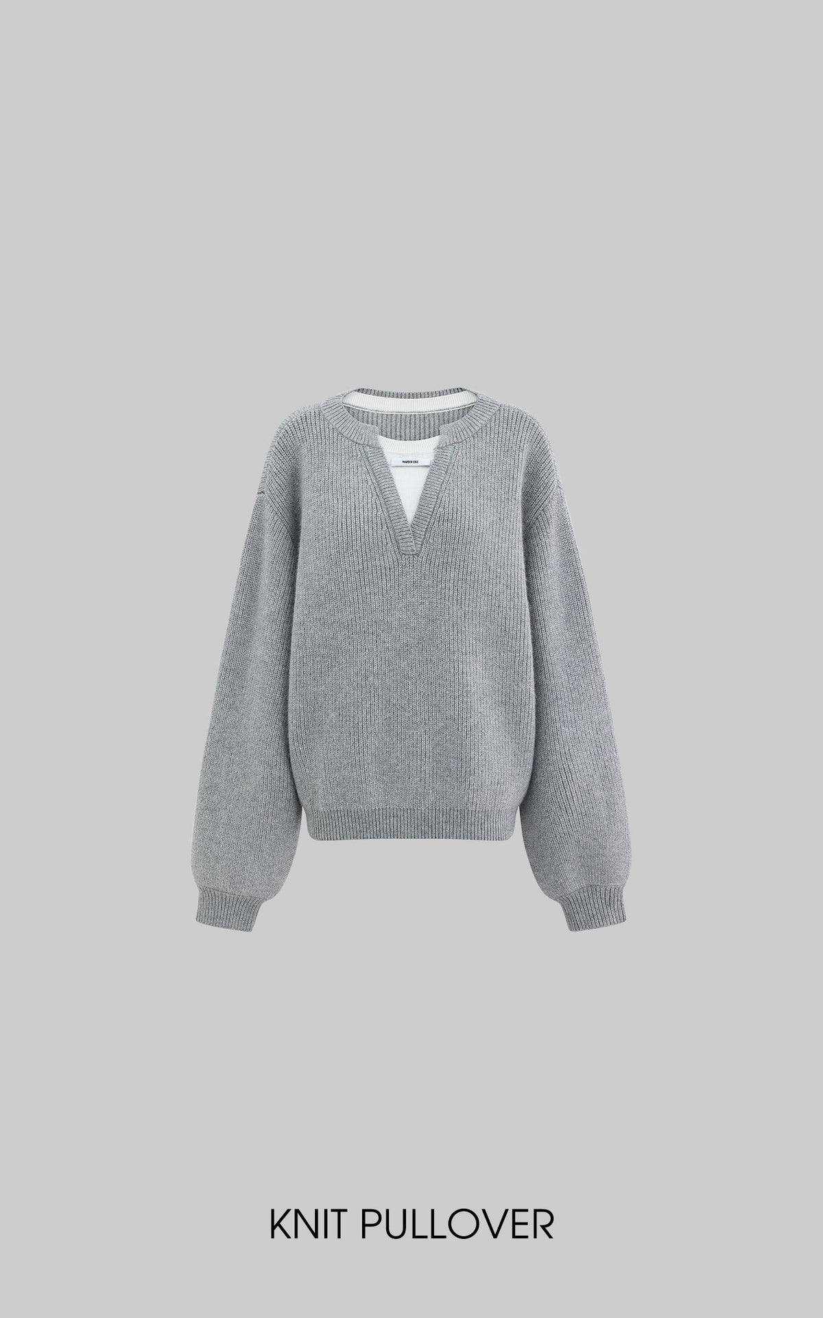 Grey Knit Pullover & Asymmetrical Plaid Skirt Set