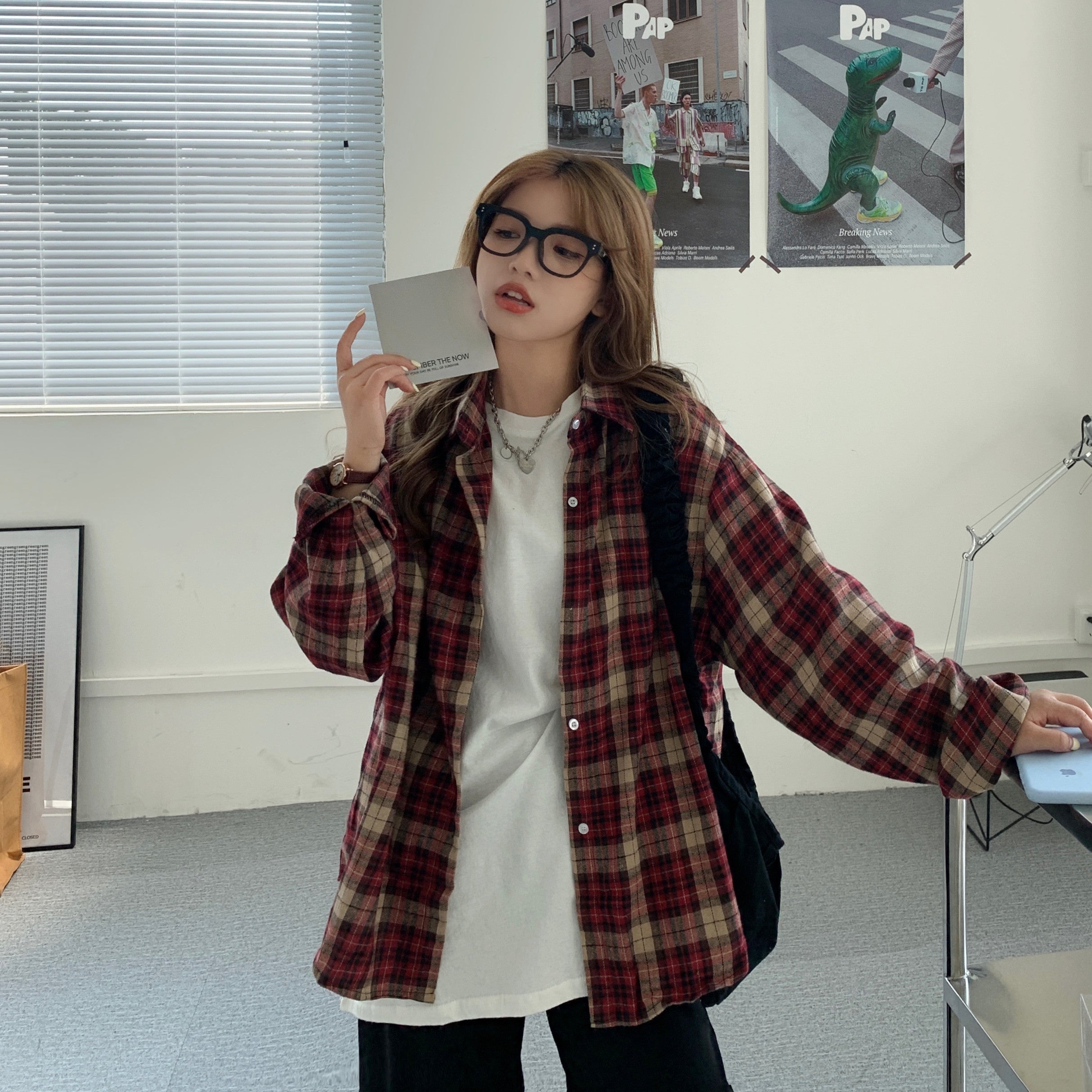 Retro Plaid Colors Casual Blouse Shirt