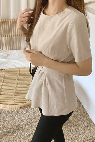 Belted Bow Short Sleeve Casual Shirts