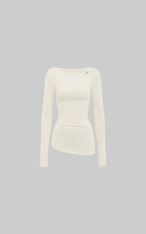 Off-Shoulder Ribbed T-Shirt