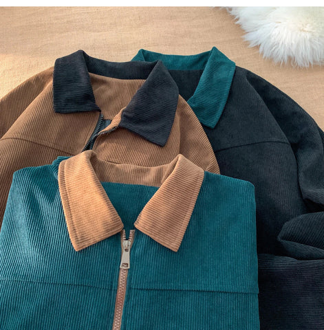 Loose Trendy Lapel Collar Corduroy Jacket
