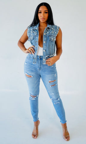 Casual Sleeveless Denim Jacket