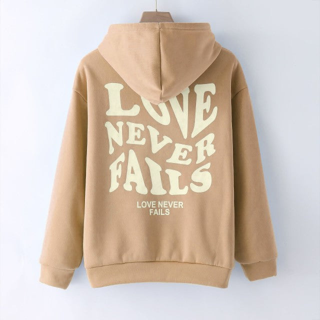 Sudadera con capucha estética "El amor nunca falla"