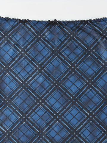 Y2K-Inspired Vintage Plaid Mesh Maxi Skirt with Bow Detail - Stretchy & Machine Washable, Elegant Two-Layer Design for Women